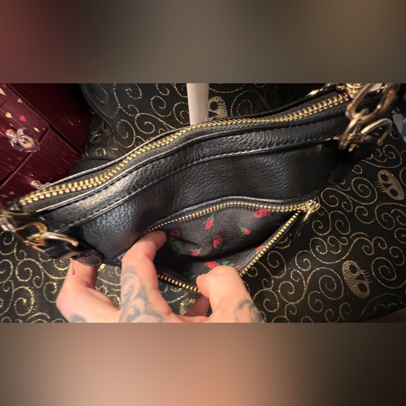 Betsy Johnson Black Crossbody Clutch Bag with Colorful Floral Embroidery - Picture 6 of 12